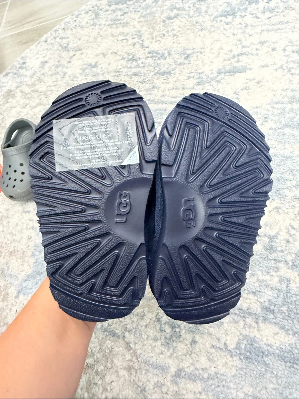 UGG Kids Navy Blue Suede Moccasin Slippers